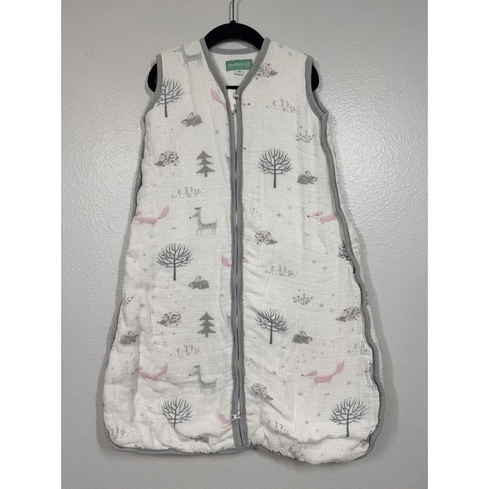 molis & co Sleep Bag Unisex Medium White Woodland Muslin Wearable Blanket Zipper